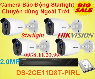 Lắp Camera Báo Động Starlight Ngoài Trời , Camera Báo Động Starlight , camera DS-2CE11D8T-PIRL ,DS-2CE11D8T ,2CE11D8T 