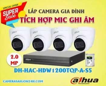 Lắp đặt camera Bộ Camera Ghi Âm Dahua DH-HAC-HDW1200TQP-A-S5
