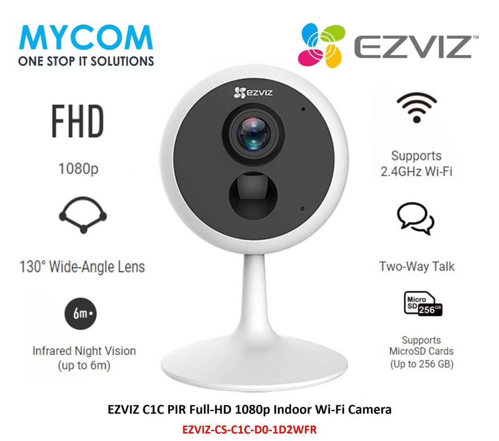 Camera EZVIZ CS-C1C-D0-1D2WFR (C1C 1080P) là dòng camera với độ phân giải Full HD 1080P đáp ứng tầm nhìn ban đêm sắc nét. Được thiết kế để lắp đặt