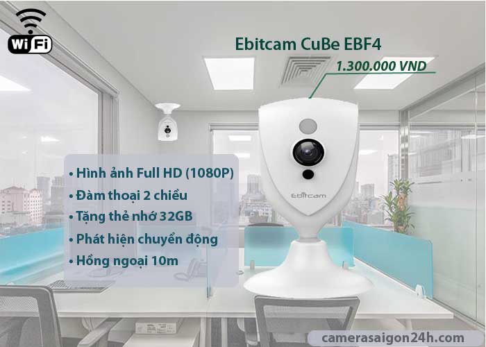 camera IP wifi Ebitcam EBF4 chính hãng giá rẻ hình ảnh full hd 1080P, đàm thoại 2 chiều âm thanh to rõ