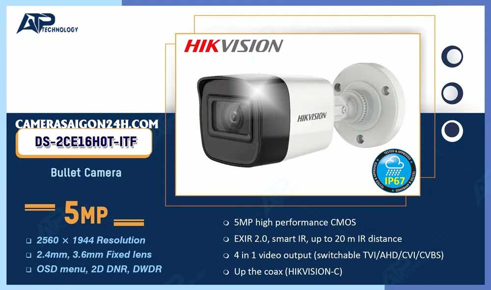lắp camera giám sát ngoài trời 2k hikvision DS-2CE16H0T-ITF