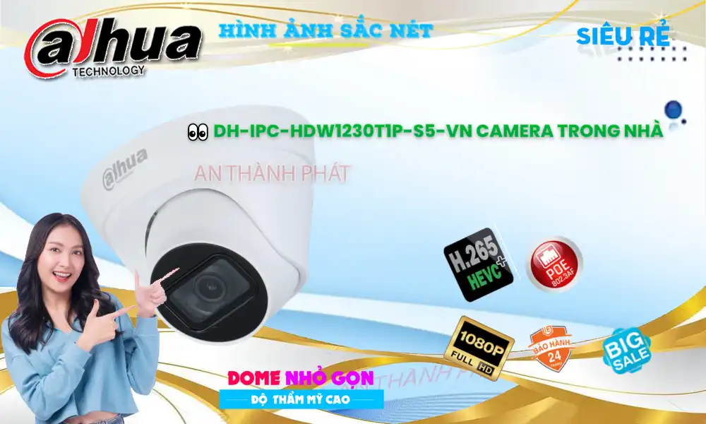 Dahua DH-IPC-HDW1230T1P-S5-VN Sắc Nét Dahua DH-IPC-HDW1230T1P-S5-VN Sắc Nét