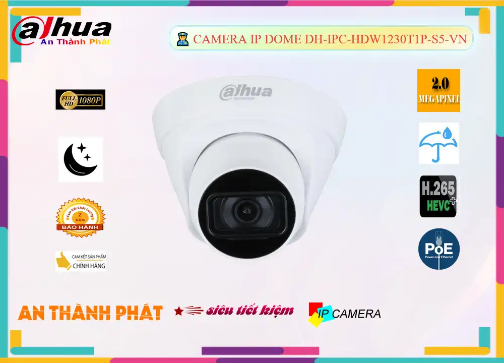 Dahua DH-IPC-HDW1230T1P-S5-VN Sắc Nét Dahua DH-IPC-HDW1230T1P-S5-VN Sắc Nét