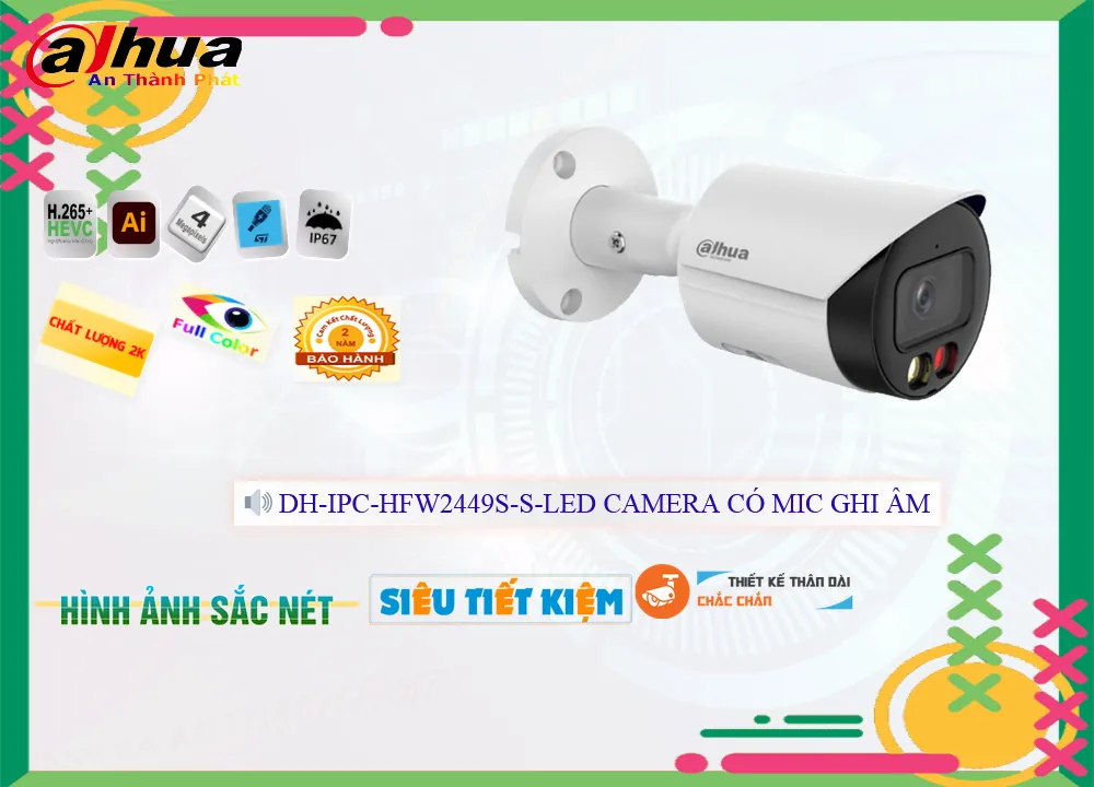 ✔ Camera An Ninh  Dahua DH-IPC-HDW2449T-S-LED Tiết Kiệm