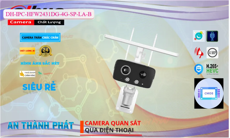Camera Dahua DH-IPC-HFW2431DG-4G-SP-LA-B Camera Dahua DH-IPC-HFW2431DG-4G-SP-LA-B