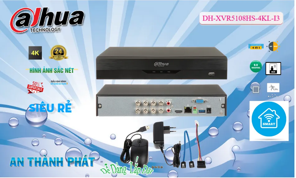 DH-XVR5108HS-4KL-I3 Đầu Ghi Dahua DH-XVR5108HS-4KL-I3 Đầu Ghi Dahua