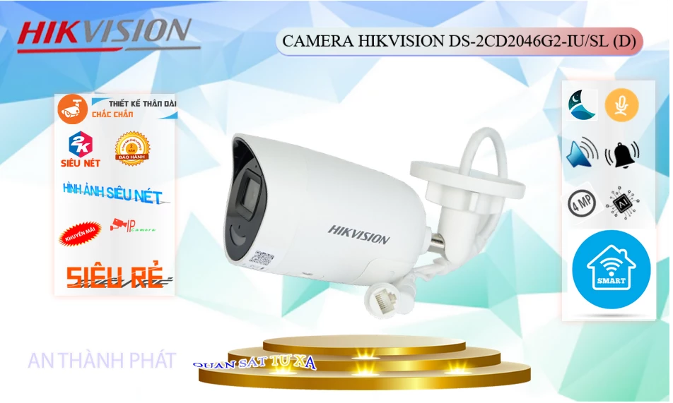 Camera DS-2CD2046G2-IU/SL(D) Thiết kế Đẹp ✮