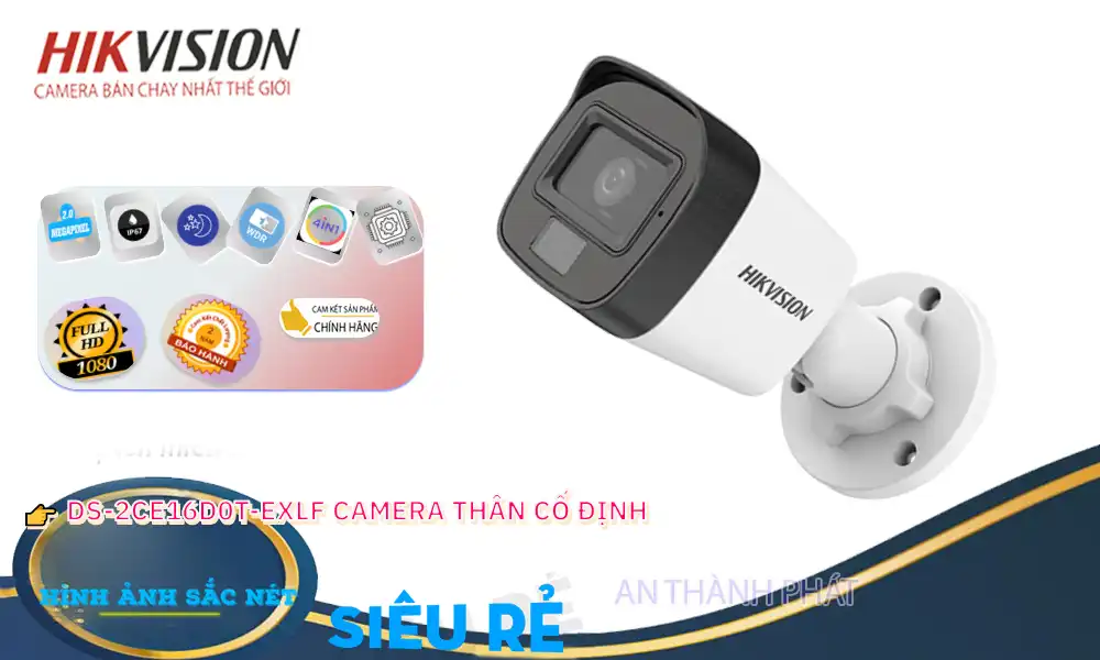 Camera An Ninh  Hikvision DS-2CE16D0T-EXLF Công Nghệ Mới ☑