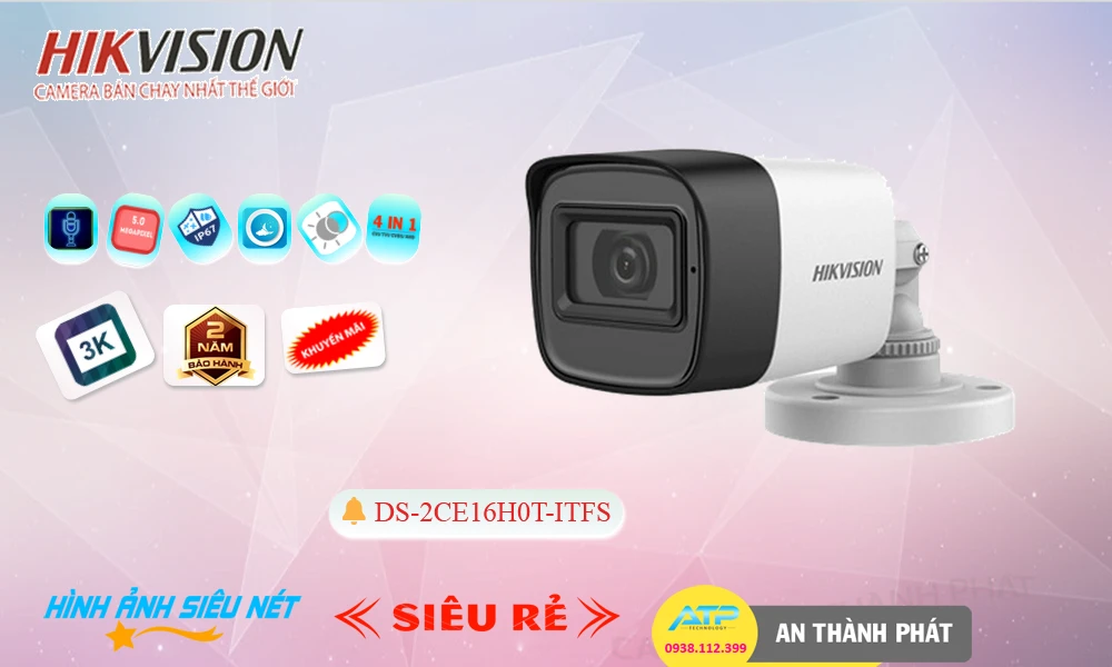 Camera  Hikvision DS-2CE16H0T-ITFS Thiết kế Đẹp ✅