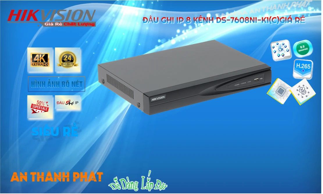Đầu ghi Hikvision DS-7608NI-K1(C) Mẫu Đẹp