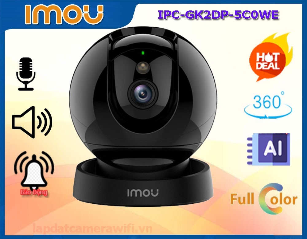 IPC-GK2DP-5C0WE. Camera Wifi PT trong nhà Full Color Rex 2E 5.0MP.