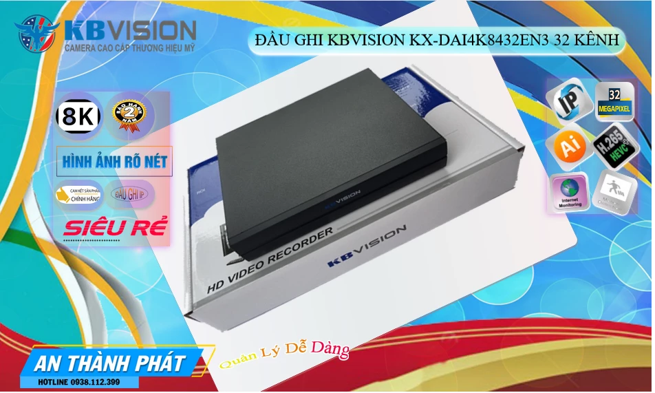 KX-DAi4K8432EN3 Đầu ghi Camera KBvision Giá rẻ KX-DAi4K8432EN3 Đầu ghi Camera KBvision Giá rẻ
