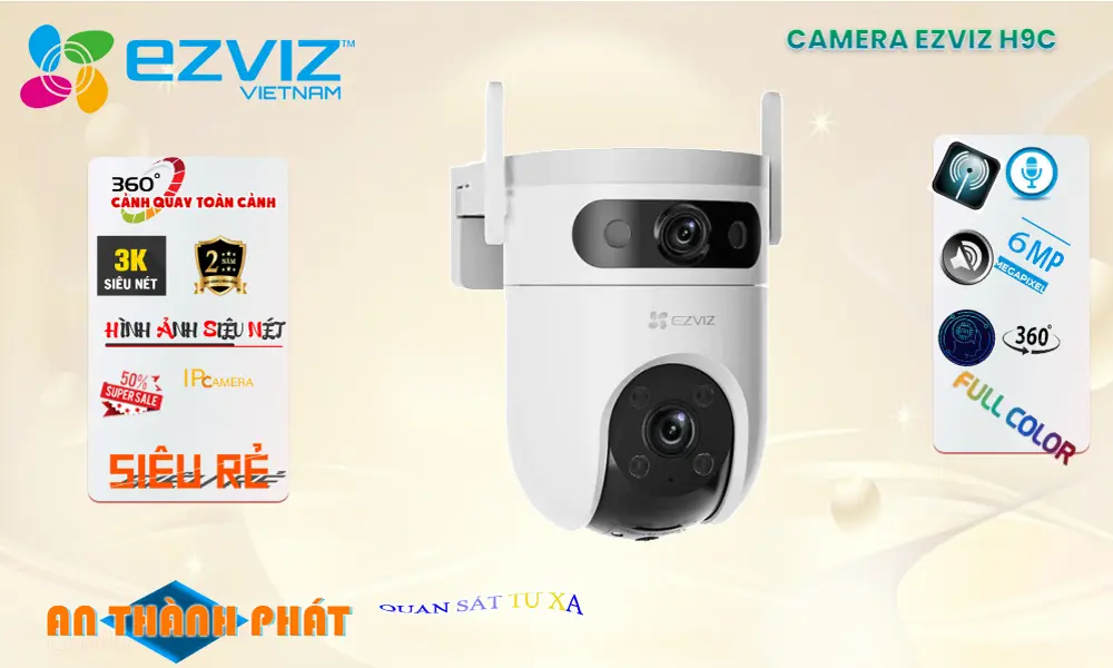 ✅ H9C (3MP+3MP) IP Wifi Camera Giám Sát Công Nghệ Mới
