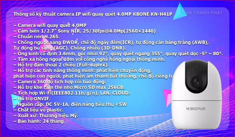 Camera IP WIFI KBONE KN-H41P