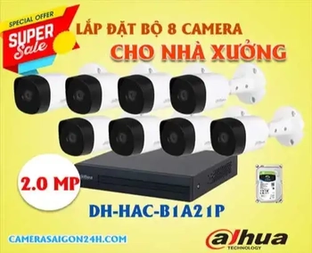 Lắp đặt camera tân phú Lắp Bộ 8 Camera Nhà Xưởng Dahua DH-HAC-B1A21P